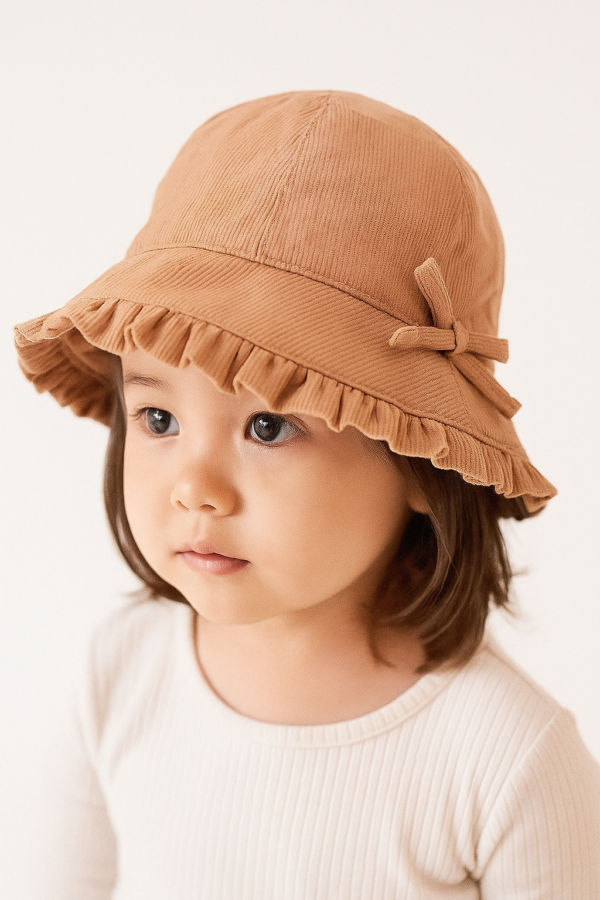 Ruffle Bloom Bucket Hat – Brown