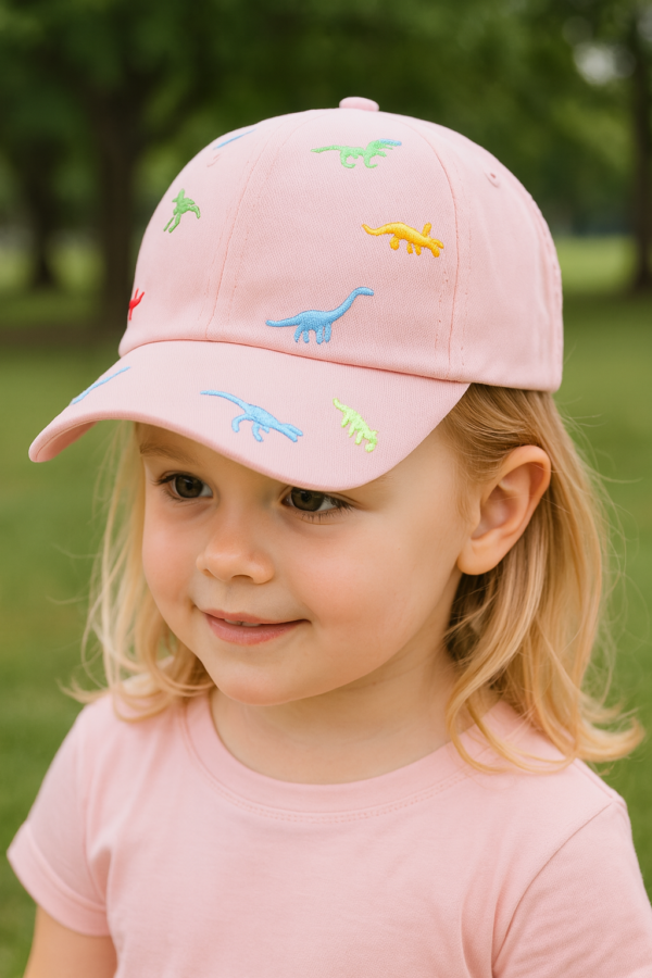 Colorful Dinosaur Cap – Pink