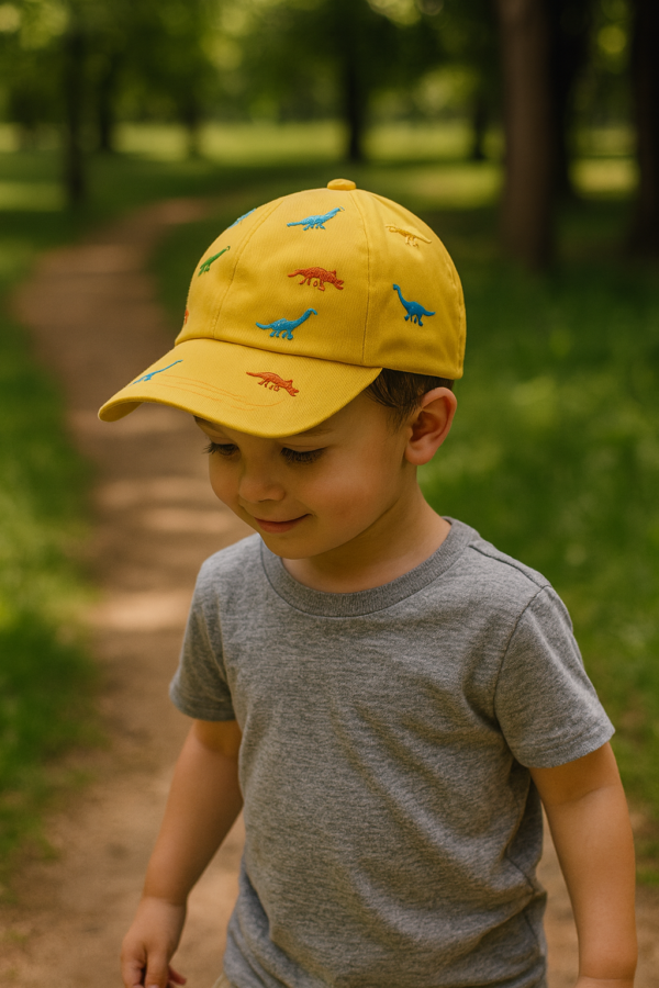 Colorful Dinosaur Cap – Yellow