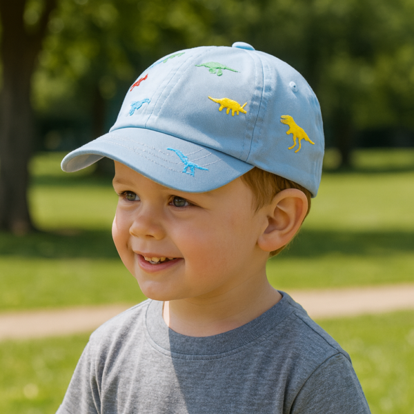 Colorful Dinosaur Cap – Sky Blue