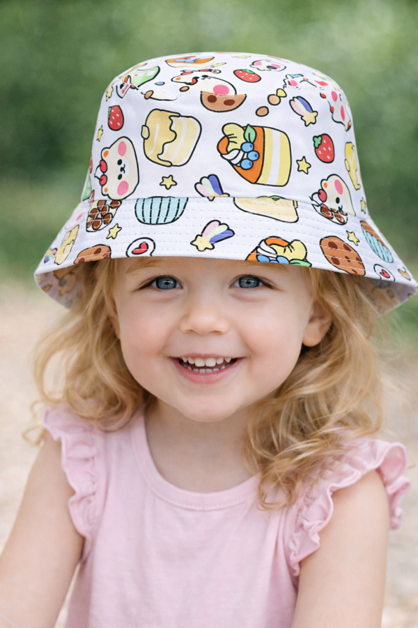 Happy Dessert Bucket Hat – White