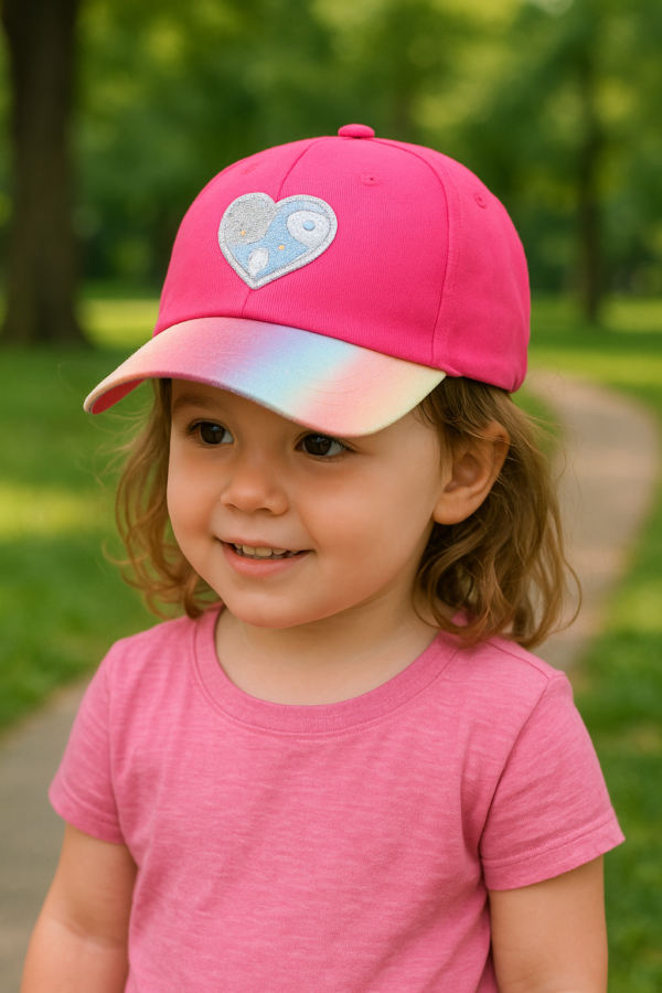 Rainbow Heart Glitter Cap – Fuchsia