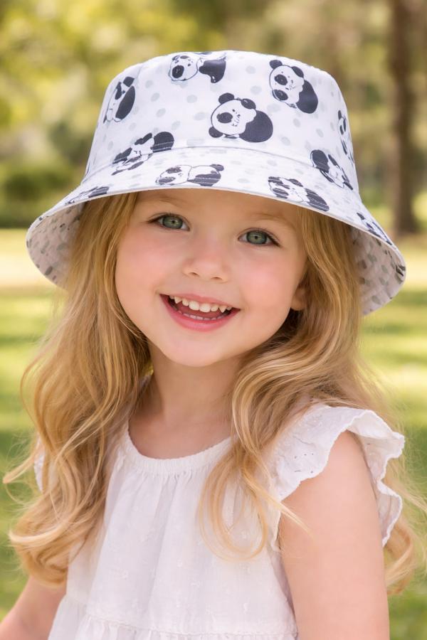 Panda Bucket Hat – White