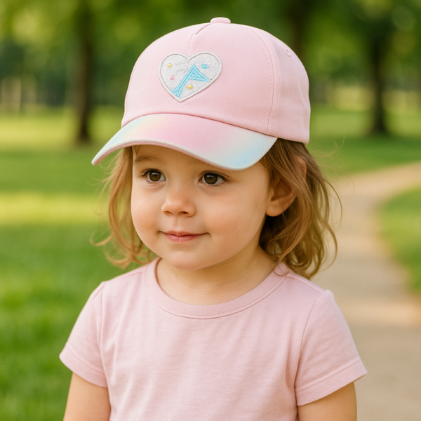 Rainbow Heart Glitter Cap – Pink
