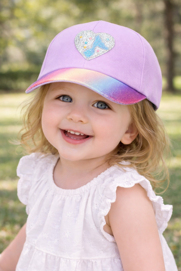 Rainbow Heart Glitter Cap – Purple