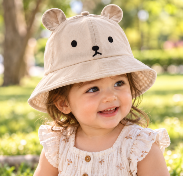 Bear Bucket Hat – Beige