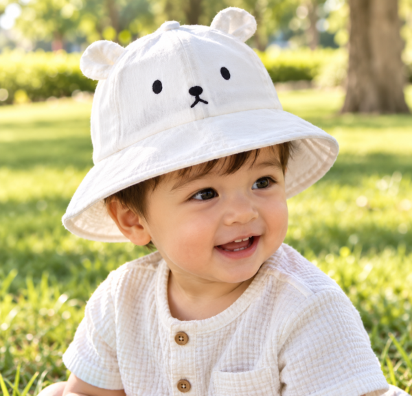 Bear Bucket Hat – White