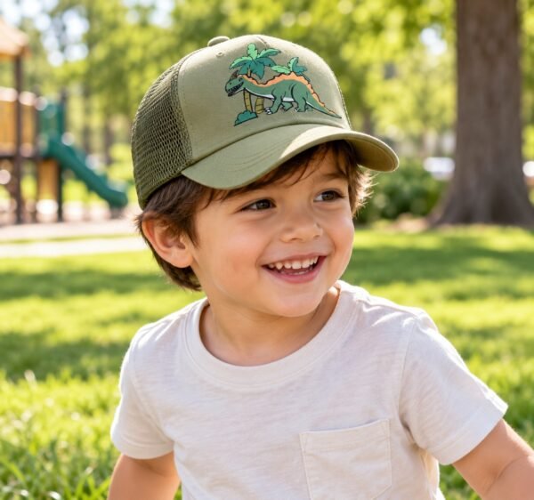 Wonder Kids Jurassic Explorer Cap – Olive Green
